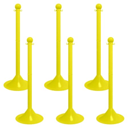 Mr. Chain Yellow Light Duty Stowable Stanchion, 6PK 93502-6